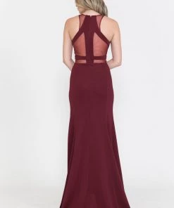 Prom Fitted Long Illusion Cutout Dress By Poly USA 8054