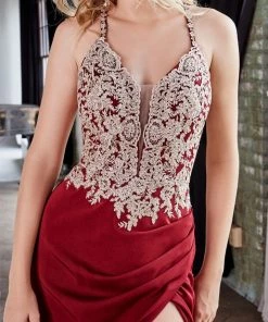 Fitted Long Lace Applique Dress By Cinderella Divine ML940 Prom 12 Fitted Long Lace Applique Dress By Cinderella Divine ML940 Prom