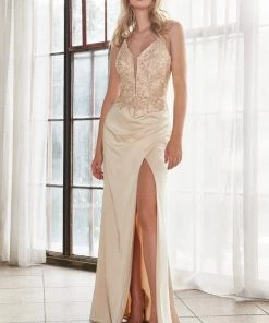 Fitted Long Lace Applique Dress By Cinderella Divine ML940 Prom 17 Fitted Long Lace Applique Dress By Cinderella Divine ML940 Prom