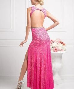 Prom Fitted Long Lace Dress By Cinderella Divine CP807