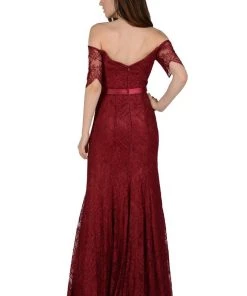 Fitted Long Off Shoulder Lace Dress By Poly USA 8030 Prom