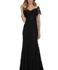 Fitted Long Off Shoulder Lace Dress By Poly USA 8030 Prom