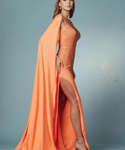 Fitted Long One Shoulder Dress By Nox Anabel E1039 32 Fitted Long One Shoulder Dress By Nox Anabel E1039
