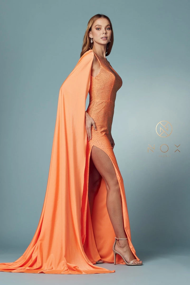 Fitted Long One Shoulder Dress By Nox Anabel E1039 16 Fitted Long One Shoulder Dress By Nox Anabel E1039