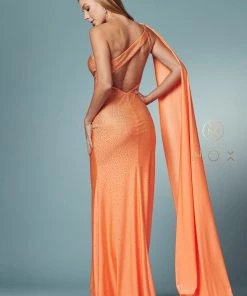 Fitted Long One Shoulder Dress By Nox Anabel E1039 30 Fitted Long One Shoulder Dress By Nox Anabel E1039