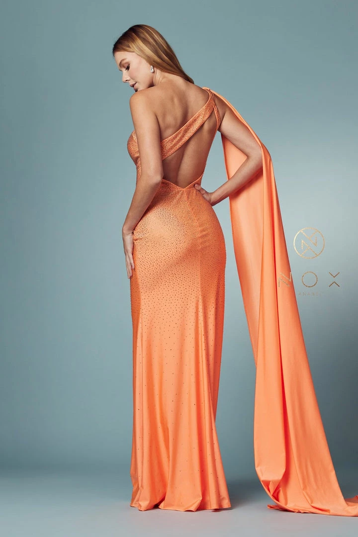 Fitted Long One Shoulder Dress By Nox Anabel E1039 14 Fitted Long One Shoulder Dress By Nox Anabel E1039