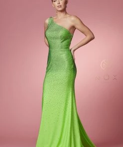 Fitted Long One Shoulder Dress By Nox Anabel E1039 23 Fitted Long One Shoulder Dress By Nox Anabel E1039