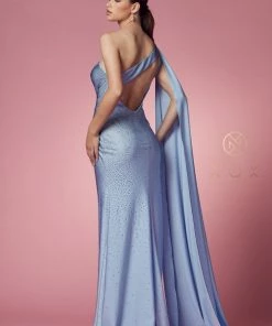 Fitted Long One Shoulder Dress By Nox Anabel E1039 34 Fitted Long One Shoulder Dress By Nox Anabel E1039