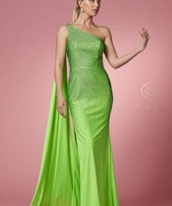 Fitted Long One Shoulder Dress By Nox Anabel E1039 21 Fitted Long One Shoulder Dress By Nox Anabel E1039