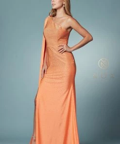 Fitted Long One Shoulder Dress By Nox Anabel E1039 31 Fitted Long One Shoulder Dress By Nox Anabel E1039