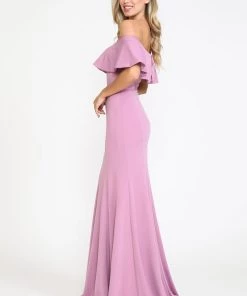 Prom Fitted Long Ruffled Off Shoulder Dress By Poly USA 8146