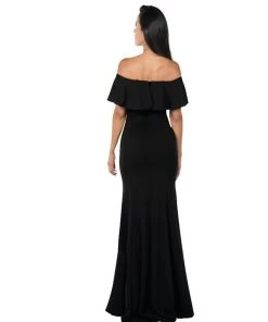 Prom Fitted Long Ruffled Off Shoulder Dress By Poly USA 8146