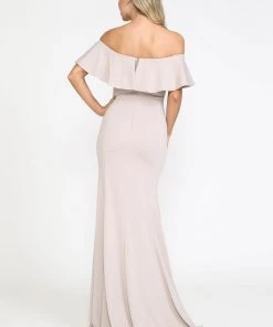 Prom Fitted Long Ruffled Off Shoulder Dress By Poly USA 8146