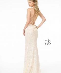 Prom Fitted Long Sequin Dress With Corset Back By Elizabeth K GL1814