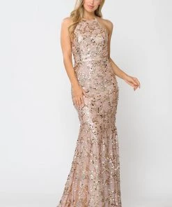 Prom Fitted Long Sequin Dress With Corset Back By Poly USA 8646 18 Prom Fitted Long Sequin Dress With Corset Back By Poly USA 8646
