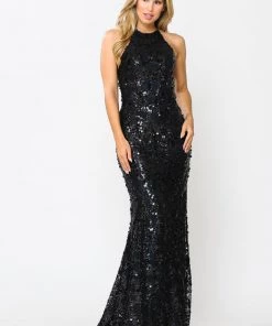 Prom Fitted Long Sequin Dress With Corset Back By Poly USA 8646 14 Prom Fitted Long Sequin Dress With Corset Back By Poly USA 8646