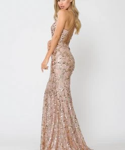 Prom Fitted Long Sequin Dress With Corset Back By Poly USA 8646 17 Prom Fitted Long Sequin Dress With Corset Back By Poly USA 8646