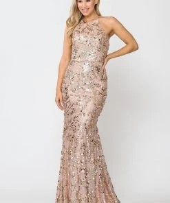 Prom Fitted Long Sequin Dress With Corset Back By Poly USA 8646 15 Prom Fitted Long Sequin Dress With Corset Back By Poly USA 8646