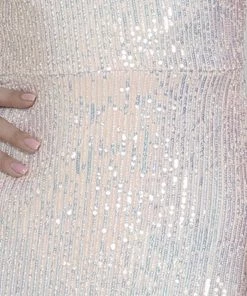 Prom Fitted Long Sequin Dress With Slit By Poly USA 8720