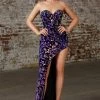 Fitted Long Sequin Print Dress By Cinderella Divine CD206