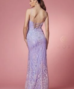 Prom Fitted Long Sequin Print Dress By Nox Anabel S1041