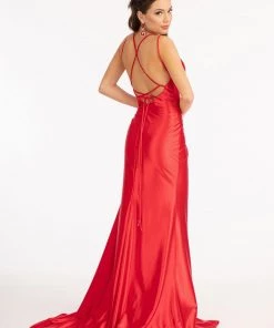 Fitted Long Shiny Satin Dress By Elizabeth K GL3061 33 Fitted Long Shiny Satin Dress By Elizabeth K GL3061