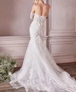 Fitted Long Sleeve Bridal Gown By Cinderella Divine CD977W