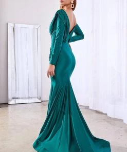 Fitted Long Sleeve Gown By Cinderella Divine CD0168 Prom