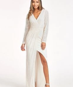 Prom Fitted Long Sleeve Sequin Gown By Elizabeth K GL3063