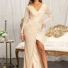 Prom Fitted Long Sleeve Sequin Gown By Elizabeth K GL3063