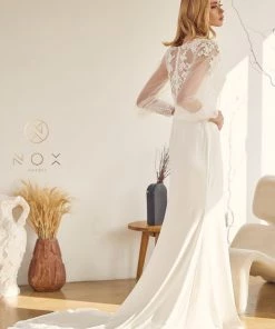 Fitted Long Sleeve Wedding Dress By Nox Anabel JE919