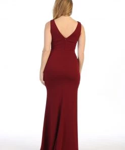 Prom Fitted Long Sleeveless Dress With Embroidered Bodice By Celavie 6446