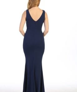 Prom Fitted Long Sleeveless Dress With Embroidered Bodice By Celavie 6446