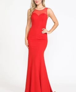 Fitted Long Sleeveless Jersey Dress By Poly USA 8148 Prom