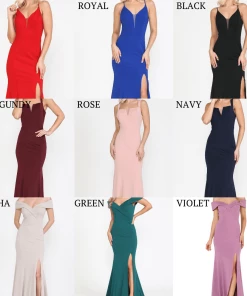 Prom Fitted Long Sleeveless Jersey Dress By Poly USA 8168