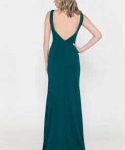 Prom Fitted Long Sleeveless Jersey Dress By Poly USA 8168