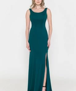 Prom Fitted Long Sleeveless Jersey Dress By Poly USA 8168