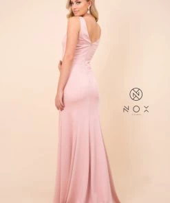 Prom Fitted Long Sleeveless V-Neck Dress By Nox Anabel Q011