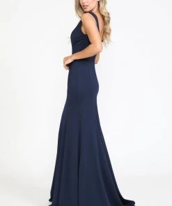 Fitted Long Sleeveless V-Neck Dress By Poly USA 8152 Prom