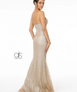 Prom Fitted Long Sleeveless V-Neck Glitter Dress By Elizabeth K GL2988 20 Prom Fitted Long Sleeveless V-Neck Glitter Dress By Elizabeth K GL2988