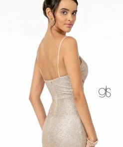 Prom Fitted Long Sleeveless V-Neck Glitter Dress By Elizabeth K GL2988 22 Prom Fitted Long Sleeveless V-Neck Glitter Dress By Elizabeth K GL2988