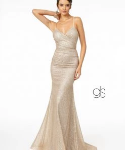 Prom Fitted Long Sleeveless V-Neck Glitter Dress By Elizabeth K GL2988 19 Prom Fitted Long Sleeveless V-Neck Glitter Dress By Elizabeth K GL2988