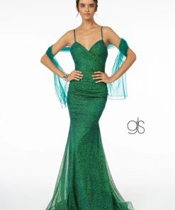 Prom Fitted Long Sleeveless V-Neck Glitter Dress By Elizabeth K GL2988 17 Prom Fitted Long Sleeveless V-Neck Glitter Dress By Elizabeth K GL2988