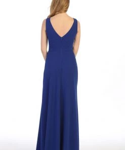 Prom Long Sleeveless V-Neck Jersey Dress By Celavie 6493L