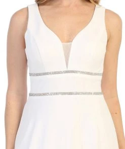 Prom Long Sleeveless V-Neck Jersey Dress By Celavie 6493L