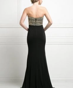 Prom Fitted Long Strapless Dress By Cinderella Divine CD488