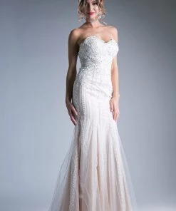 Fitted Long Strapless Lace Dress By Cinderella Divine KC1759 8 Fitted Long Strapless Lace Dress By Cinderella Divine KC1759