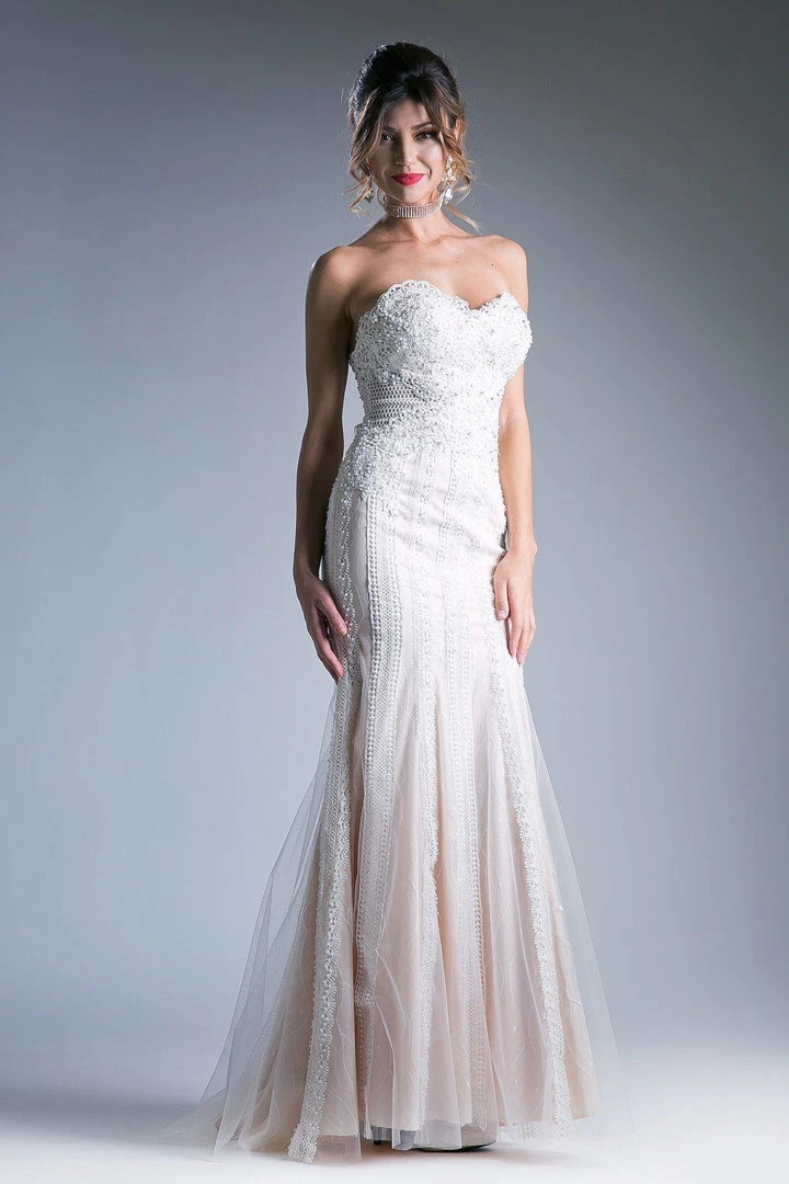 Fitted Long Strapless Lace Dress By Cinderella Divine KC1759 5 Fitted Long Strapless Lace Dress By Cinderella Divine KC1759