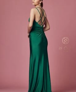 Prom Fitted Long Strappy Back Dress By Nox Anabel E1035 30 Prom Fitted Long Strappy Back Dress By Nox Anabel E1035