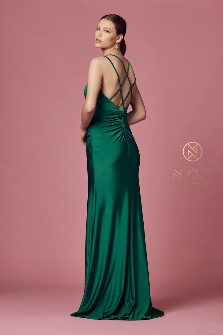 Prom Fitted Long Strappy Back Dress By Nox Anabel E1035 16 Prom Fitted Long Strappy Back Dress By Nox Anabel E1035